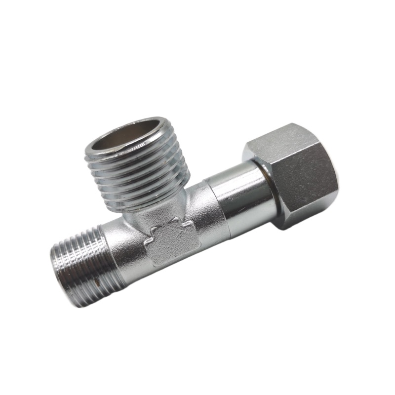 Plumbing - Vernikkelde messing T-stuk met verloop, G3/8
