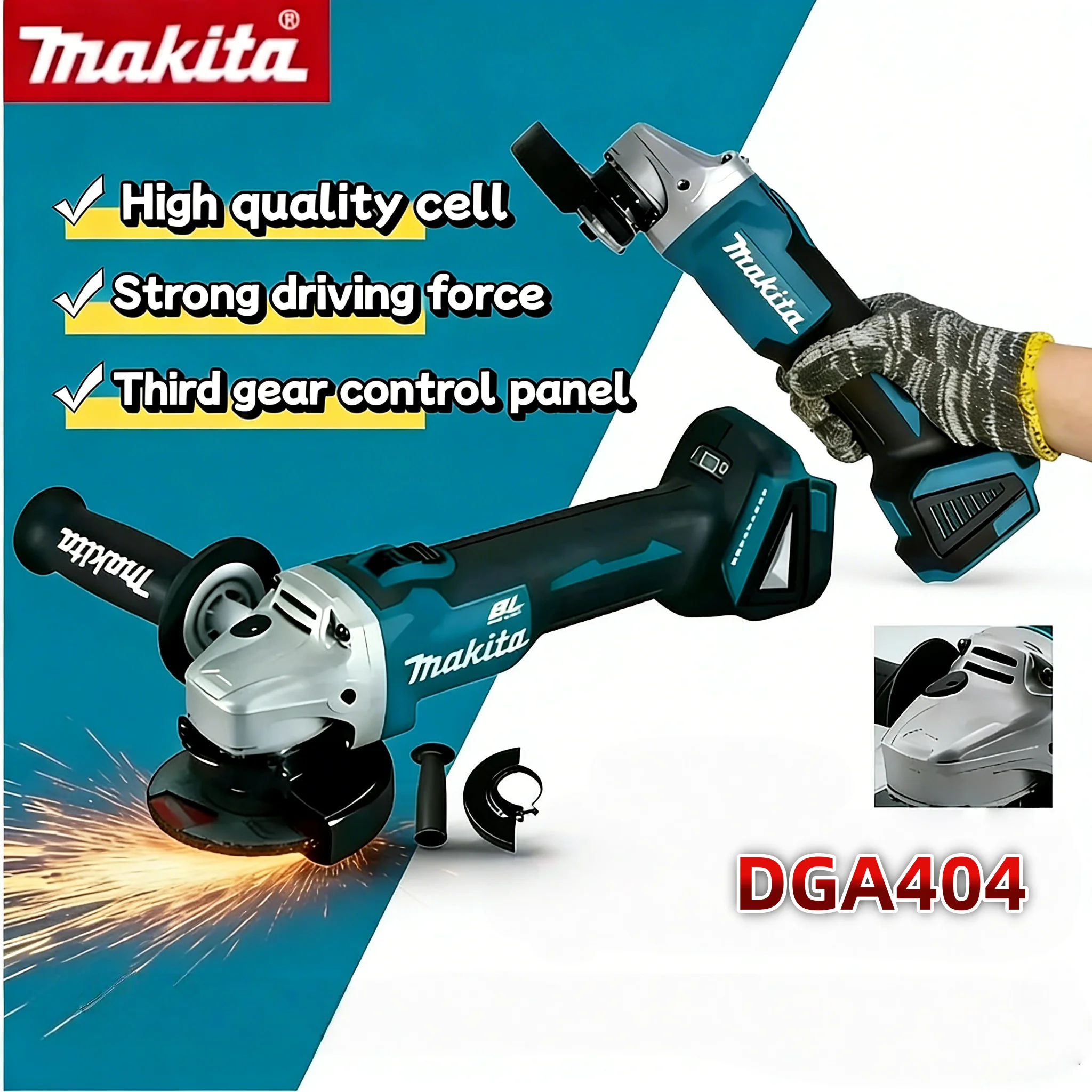 Brushless Angle Grinder Battery Powered - Makita DGA404 18V accu-haakse slijper zonder