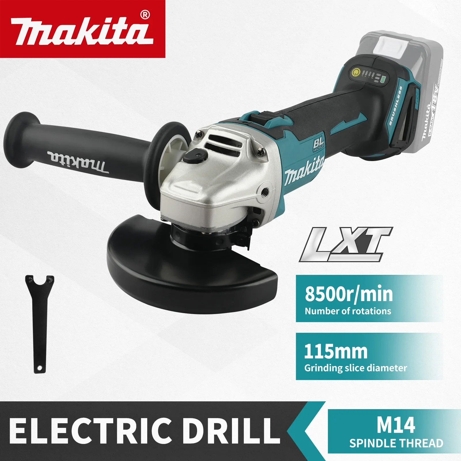 Brushless Angle Grinder Battery Powered - Borstelloze Lithium Elektrische Hoekslijper DGA454 115mm