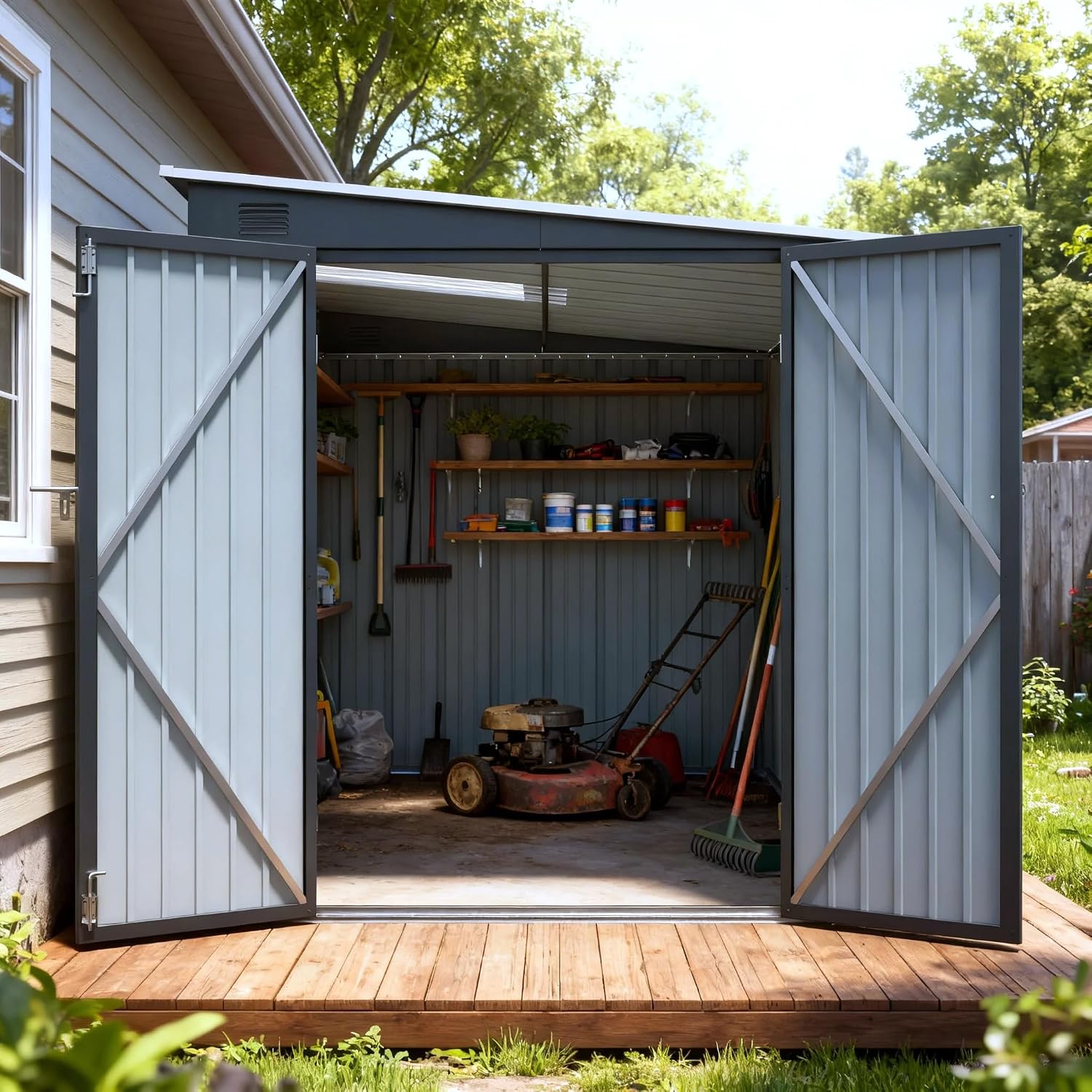6x8 FT metalen schuur met dubb - Garden Tools recensie en prijs