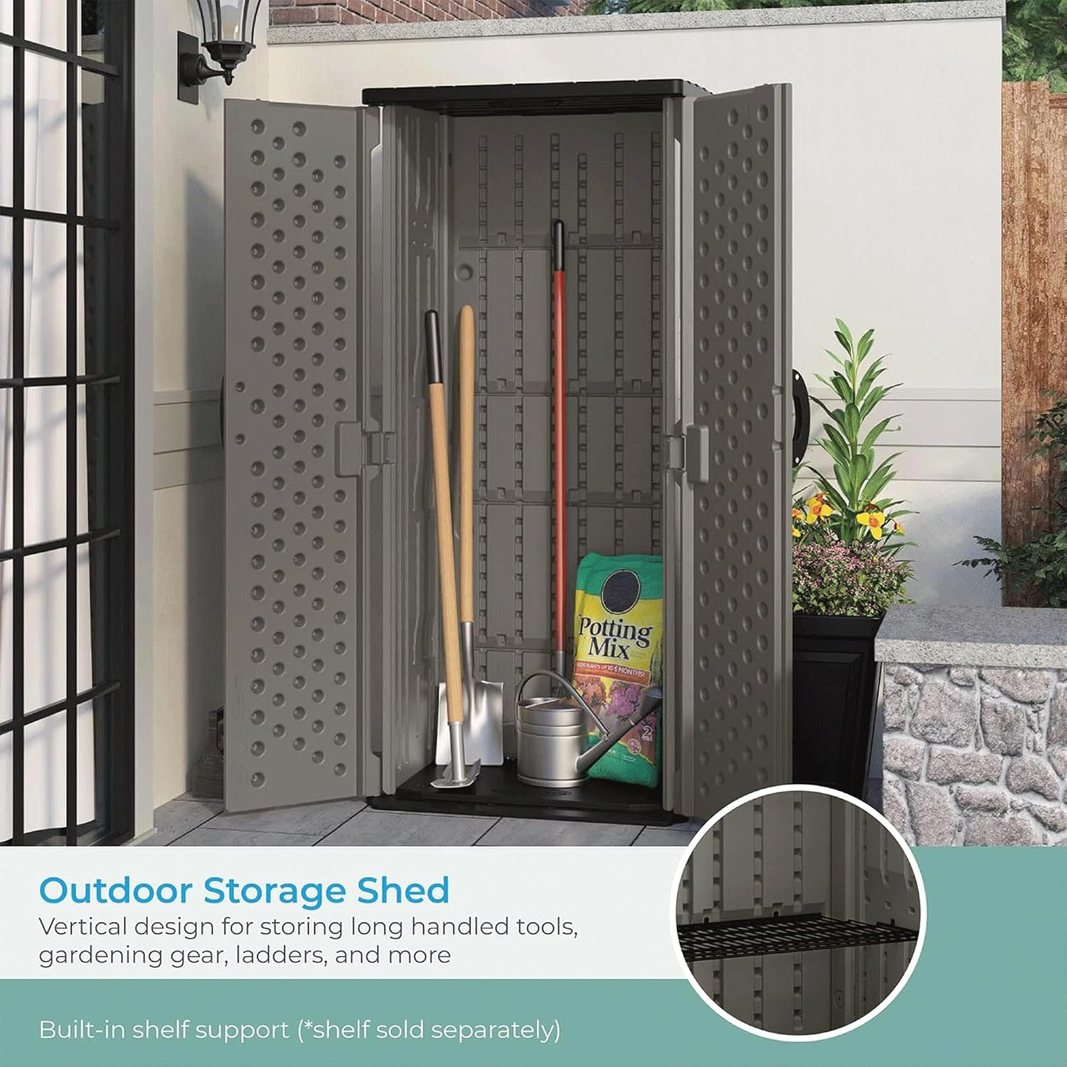 Verticale opbergschuur 22 Cu F - Garden Tools recensie en prijs